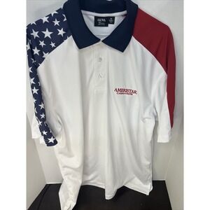 AKWA Ameristar Casino Hotel Shirt Mens XL Red/White/Blue Short Sleeve Polo